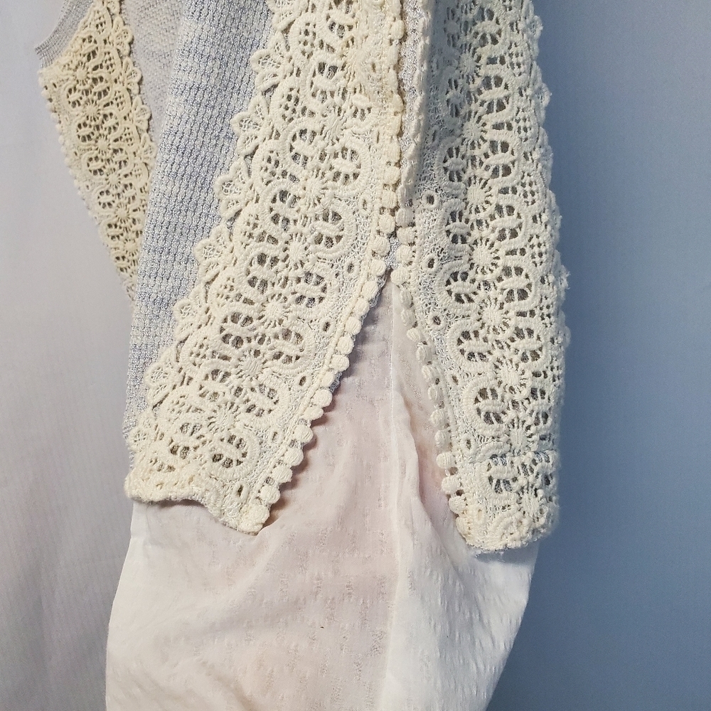 Anthropologie Moth Light Academia Sweater Vest w/ Lace - Picture 7 of 9